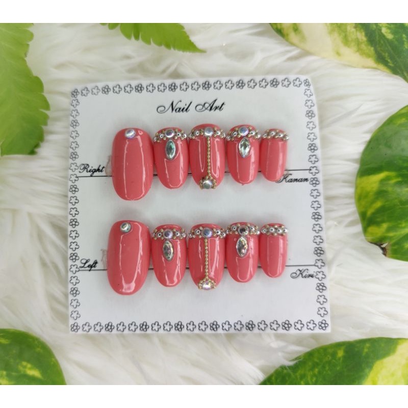 KUKU PALSU 3D PENGANTIN NAIL ART WEDDING isi 10 PLUS LEM SIAP PAKAI JANNATI HENNA STORE