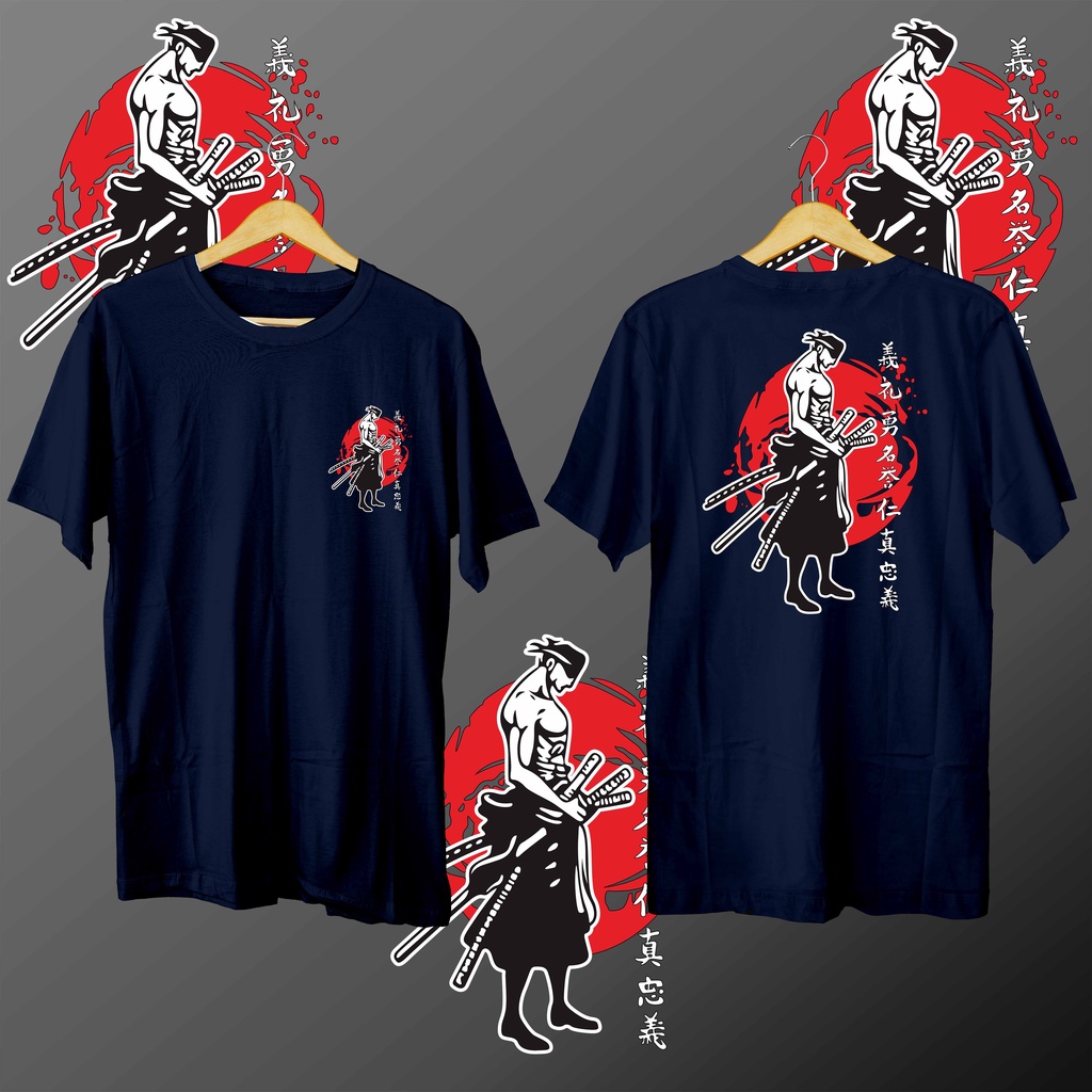 KAOS DISTRO PRIA&quot;ZORO X SAMURAI&quot;cotton combed /kaos lengan pendek/kaos terbaru