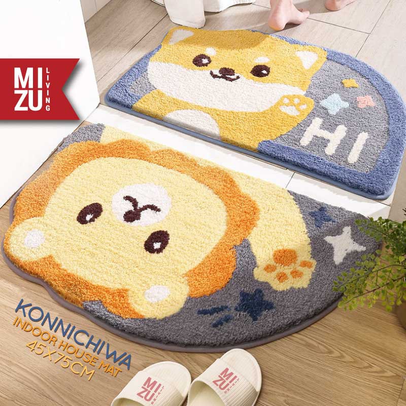 KONNICHIWA Indoor House Mat Keset Bulu Rumah Kamar Mandi Serbaguna Anti-Slip Serap Air 45x75cm