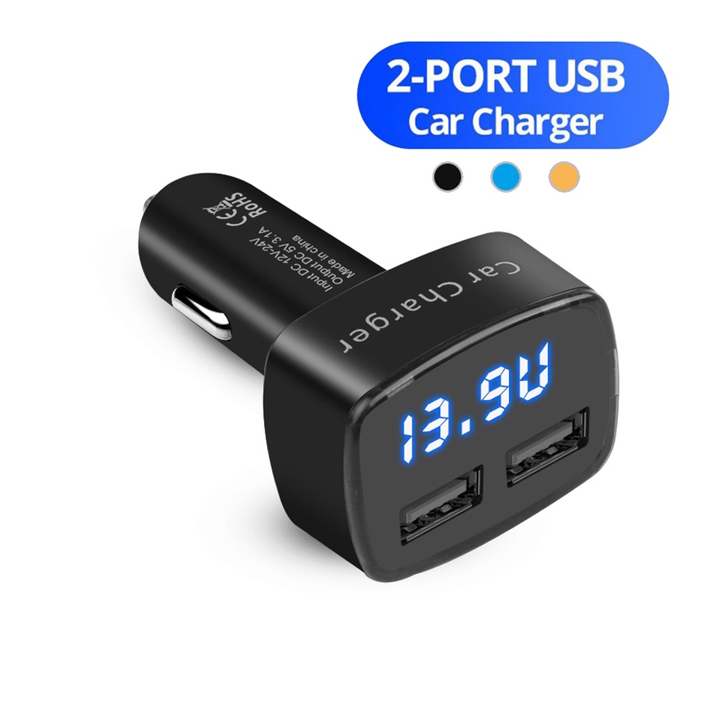 [✅COD] Car Charger Fast Charging Hp di Mobil Motor Matic Indikator Display Led 4in1 Original