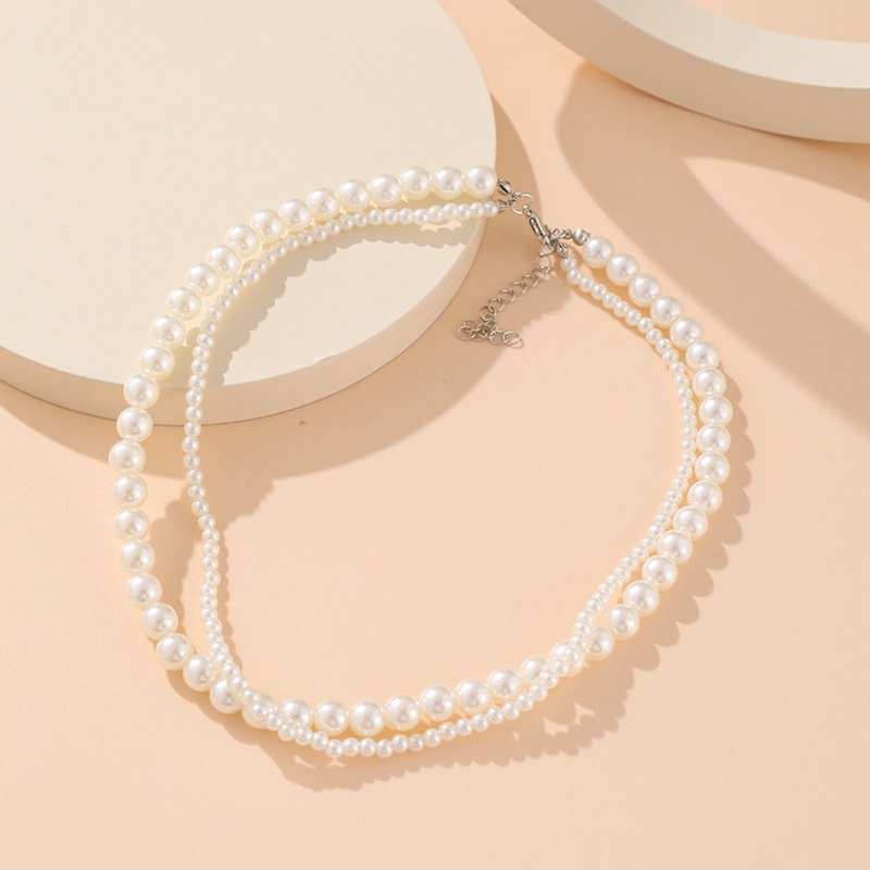 New Fashion Pearl Necklace Necklace Cute Simple Double Chain Female Jewelry Girl Gift