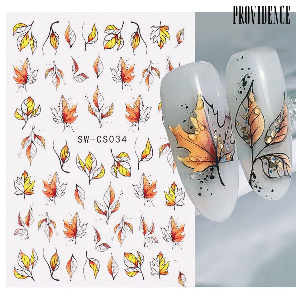 Stiker Kuku Decal Motif Daun Maple Efek Visual Untuk Salon