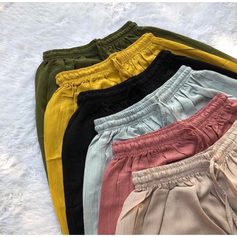 Crinkle Kulot/Tali serut/celana rayon crinkle taliserut airflow