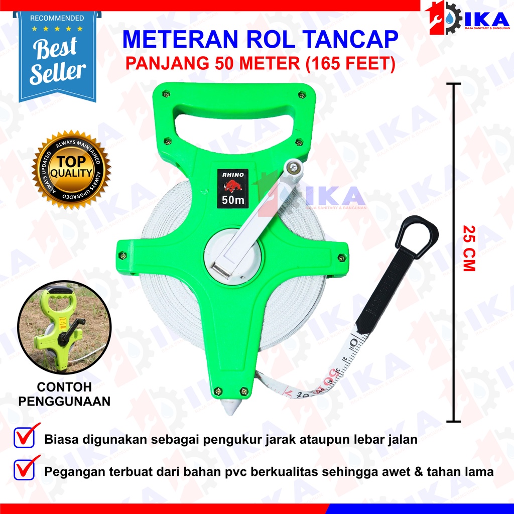 METERAN TANCAP TANAH 30M OLL-1053 / 50M OLL-1054 / 100M OLL-1055 FIBER ROLL PANJANG METERAN ROL FIBER MEASURING TAPE