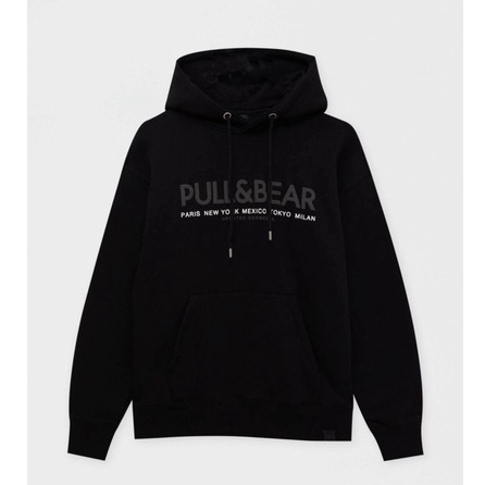 Jaket Hoodie Black Pria Pull&amp;Bear Premium | Sweater Pull&amp;Bear | Sweatshirt Pull&amp;Bear | Hoodie P&amp;B | Pull&amp;Bear