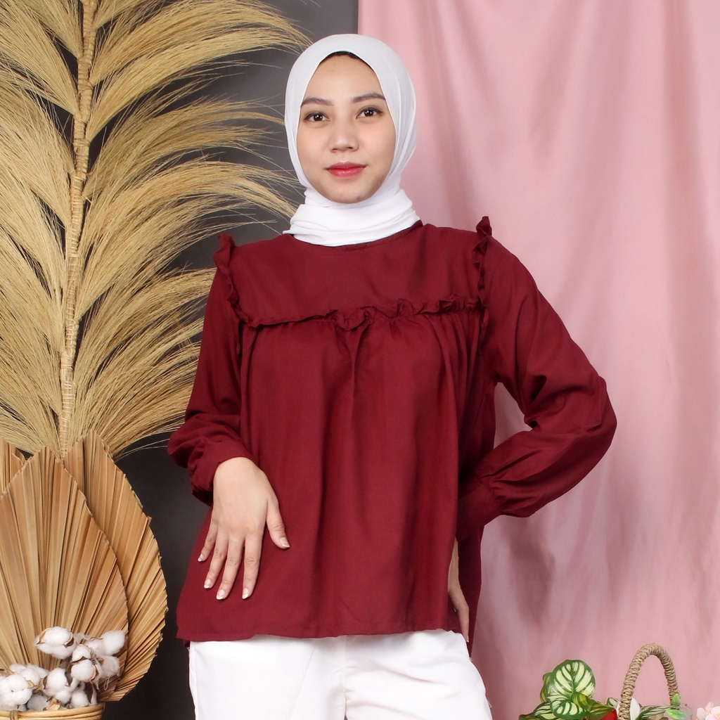 BEFAST - ZRX OOTD Wanita Blouse AIELA / Blouse Lolla I LAVANYA I Made top / Pakaian Blouse Wanita / Atasan Lengan Panjang / Blouse Polos Casual / Keluaran Terbaru 2022 / Blouse Crinckle Trendy / Terlaris