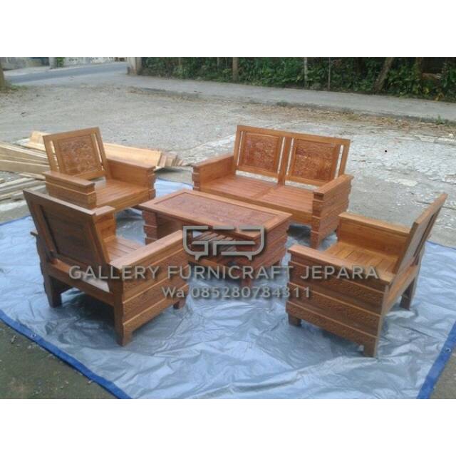 Kursi Tamu Robot Minimalis Kayu Jati 2111