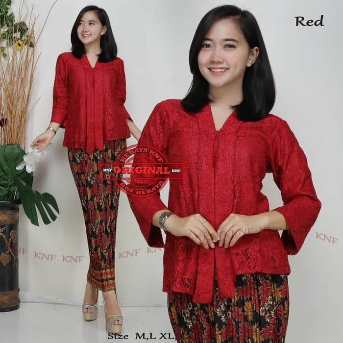 pakaian wanita stelan kebaya brokat floy rok instan new