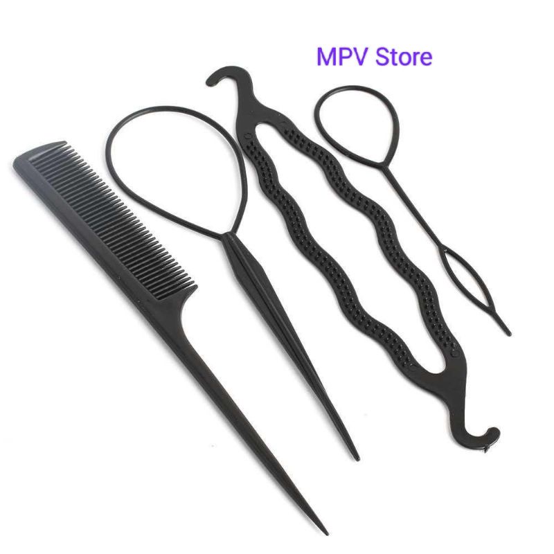 Alat Styling Rambut  1Set 4 In 1 Sisir Sanggul Rambut