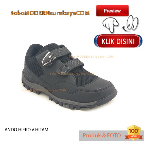 ANDO HIERO V HITAM Sepatu Sekolah Anak Magnet sneakers