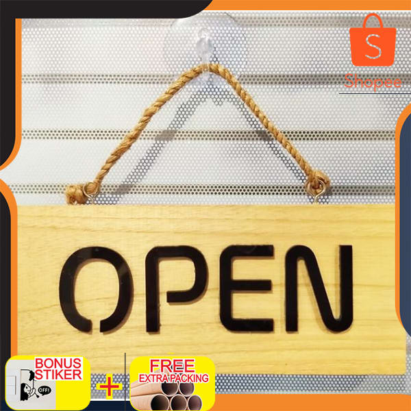 Sign Toko - Kayu - Open & Close Keren