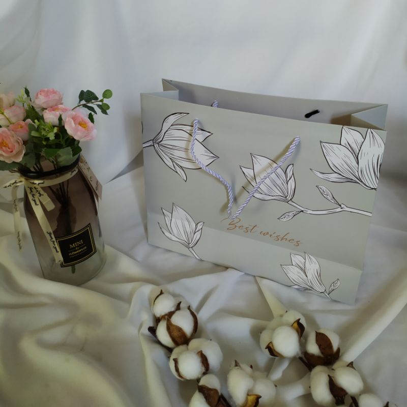 Paper Bag Motif Bunga (PBP/12) | Goodie Bag | Tas Kertas Kado | Tas Ulang Tahun-Bunga Teratai