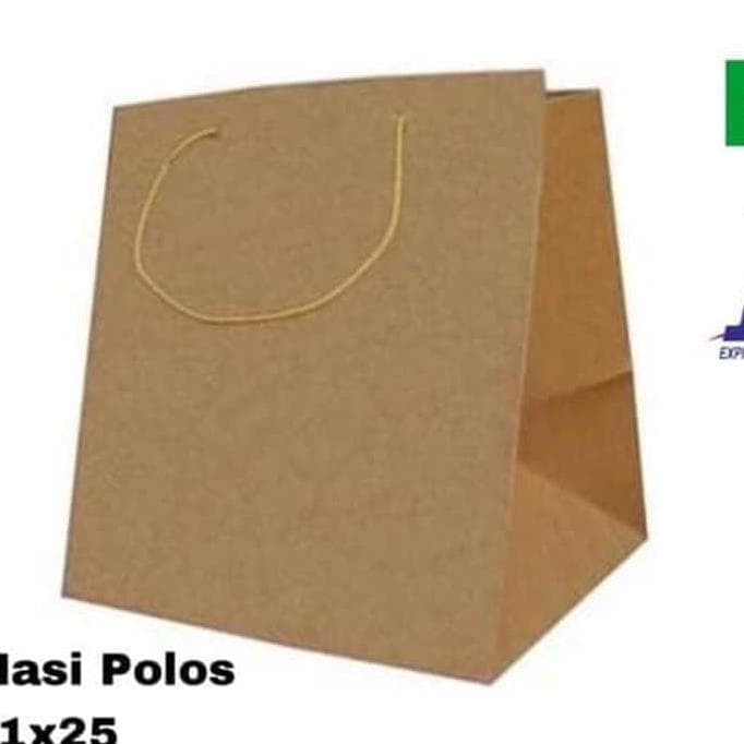 

(TERLARIS) Sale Paperbag Dus Nasi Polos 22X21X25 Tas Kertas Tas Tali Goodie Bag