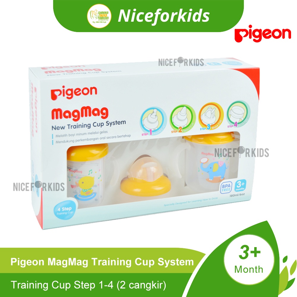 Pigeon Mag Mag Training Cup Isi 2 All In One Set Gelas Cangkir Botol Minum Bayi