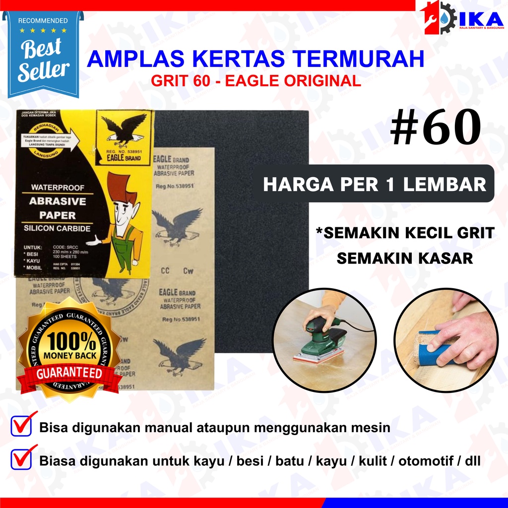 AMPLAS EAGLE AMPELAS DUCO SAND PAPER ABRASSIVE KERTAS LEMBAR 100, 240, 400, 800, 1000, 1500, 2000 TERMURAH