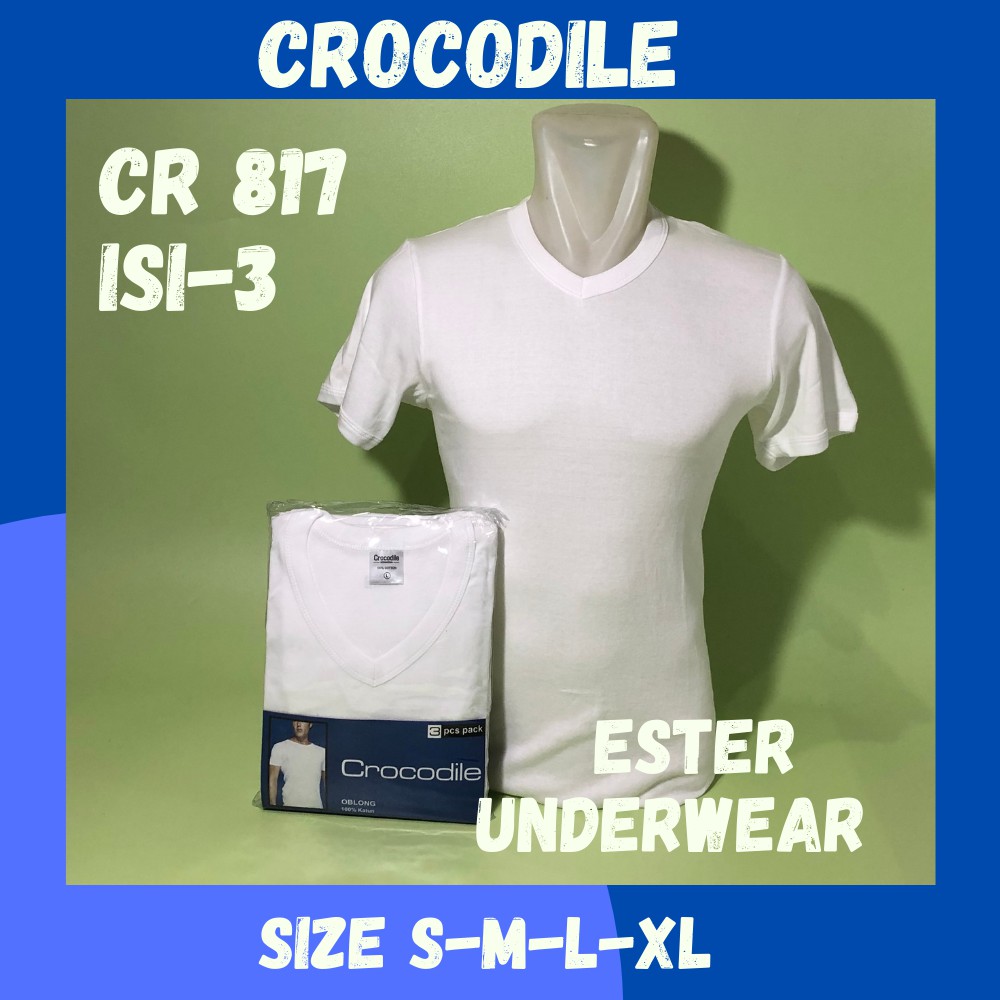 Kaos Oblong Pria Crocodile CR 817 Putih ISI-3 PCS