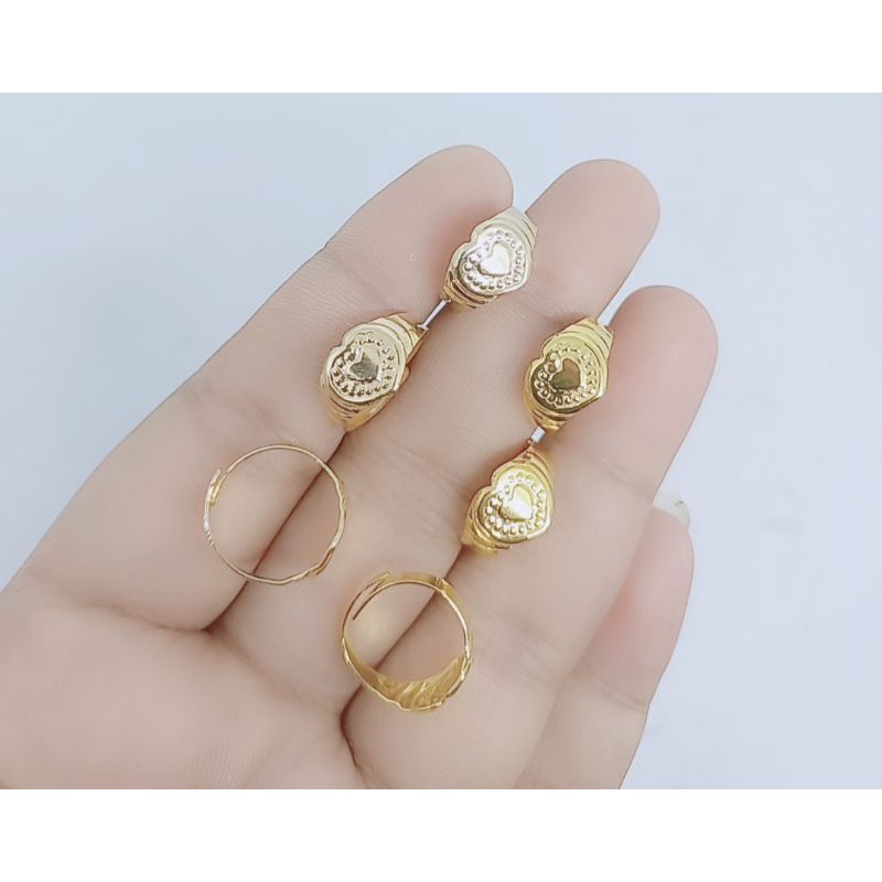 cincin anak perak asli lapis emas/cincin anak love ukir belah rotan/cincin anak asli silver 925/cincin anak asli fashion anak