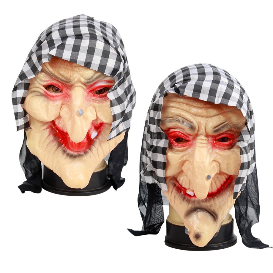 Topeng Latex Witch Kostum Cosplay Nenek Sihir Murah Halloween Mask