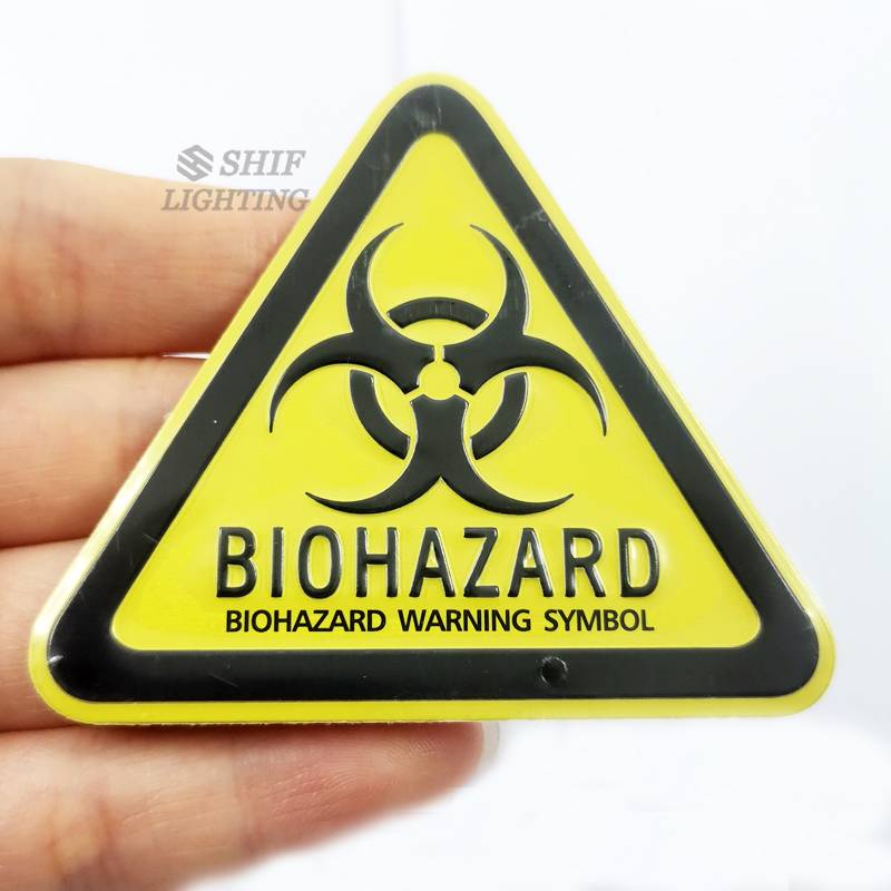 1 X Aluminum BIOHAZARD Warning Symbol Emblem Sticker Badge Decal Replacement