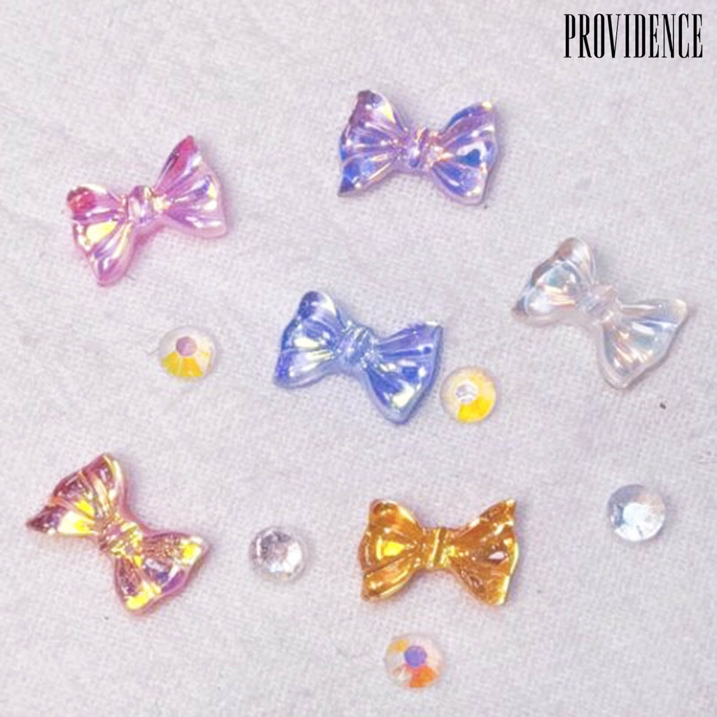 Providence Ornamen 3D Bentuk Beruang / Kelinci / Pita / Bunga Hias Berlian Imitasi Untuk Dekorasi Nail Art DIY