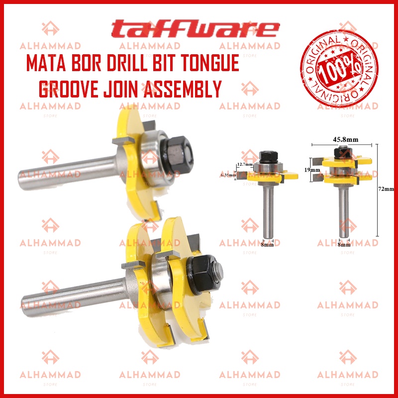 Mata Bor Drill Bit Tongue &amp; Groove Joint Assembly Shank 8mm 2 PCS