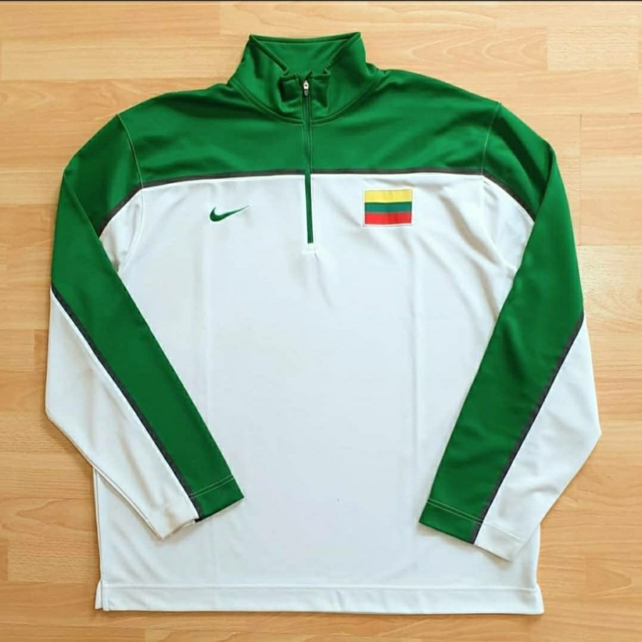 Jersey Half Zipper Lithuania / Lituevos Tracktop Original Nike Jersey Ori Training Putih BIG SIZE