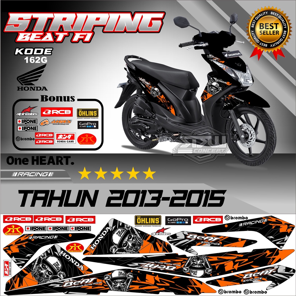 Striping Beat 2013-2015  Stiker Lis Motor Beat Variasi kode 162