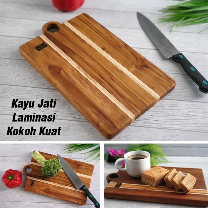 Talenan Kayu Jati Kotak Model Wooden Cuuting Board Original Hallova Shopee Indonesia