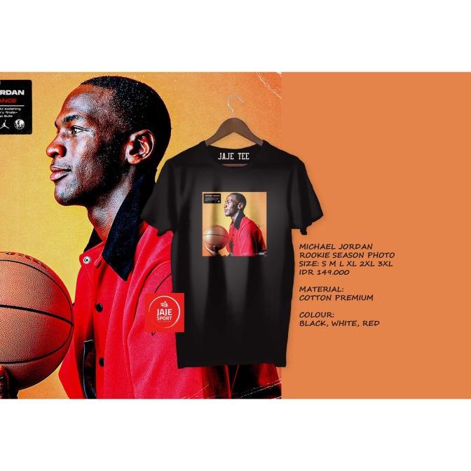 ORIGINAL KAOS BASKET TSHIRT NBA MICHAEL JORDAN ROOKIE SEASON PHOTO JAJE TEE