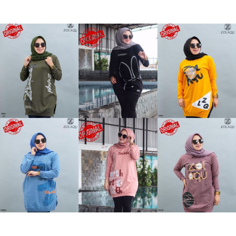 Kaos semi tunik Blouse Ban Zolaqu Original