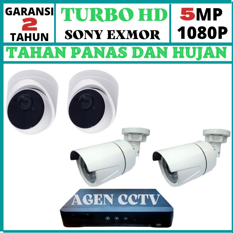 promo Paket cctv 4 channel 4 kamera lensa 5mp 1080p ic sony turbo hd lengkap siap pasang