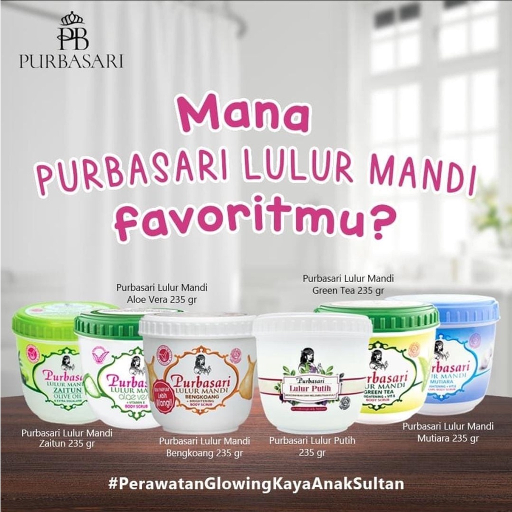 Purbasari Lulur Mandi 200gr ✔️BPOM Body Scrub 100gr Pemutih Badan