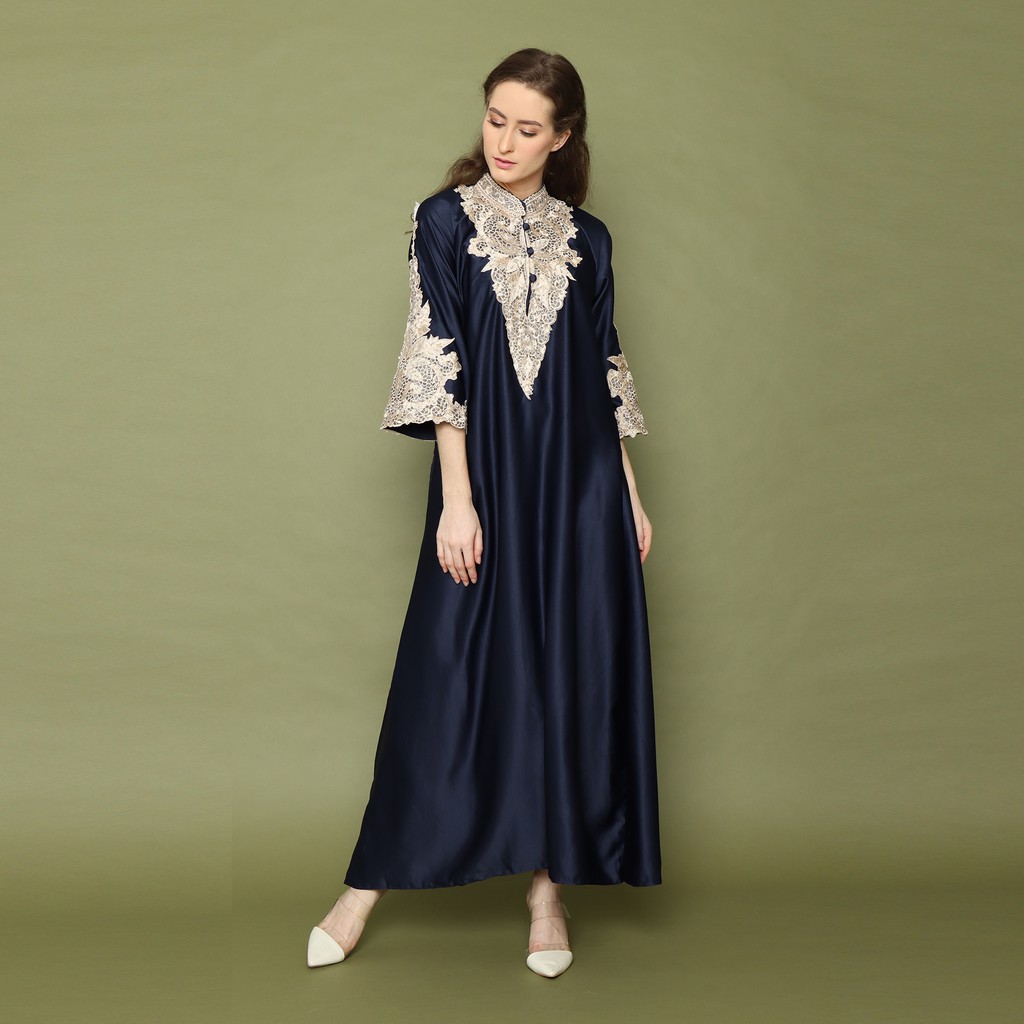 KAFTAN INARA WARNA NAVY   MENERAWANG BY HAMMOCK TERLARIS