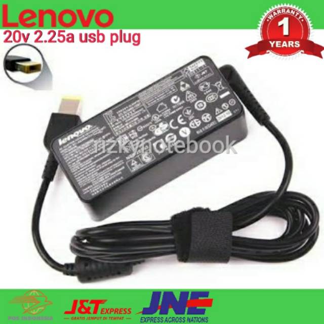 Original Adaptor Lenovo 20v 2.25a plug usb