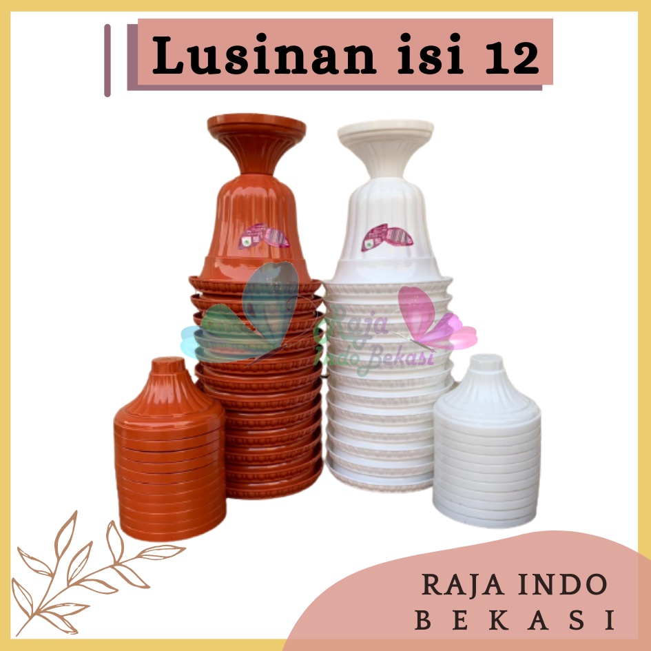 LUSINAN Pot Piala Green Leaf Feronia 6152 Putih Coklat Merahbata Merah Bata Terakota Pot Piala Tinggi Putih Plastik hitam pendek 50 - Pot bunga tanaman piala feronia putih 18cm - PIALA MINI 6152