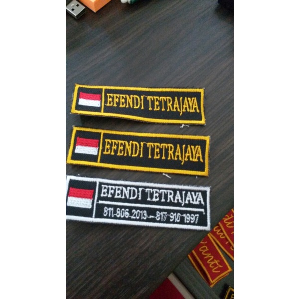 BORDIR NAMA + BENDERA FULL BORDIR TERMURAH