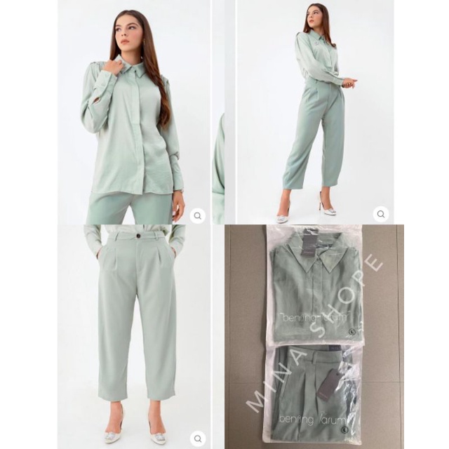 Sofia Shirt & Yuna Pants Sage by Benang Jarum