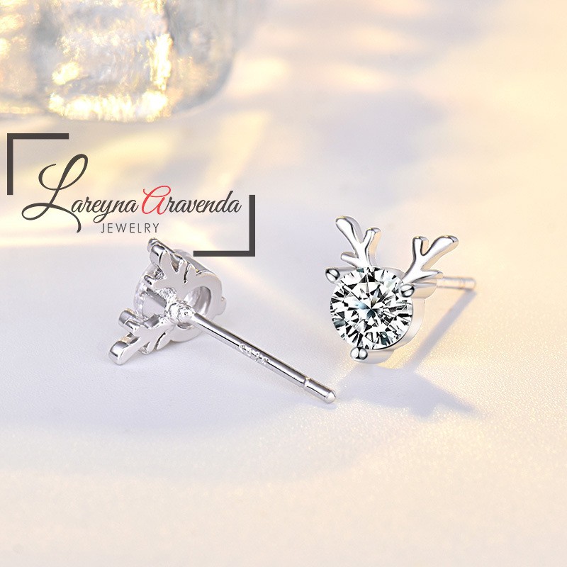 Anting Wanita Silver S925 Model Deer Diamond Earrings AT019