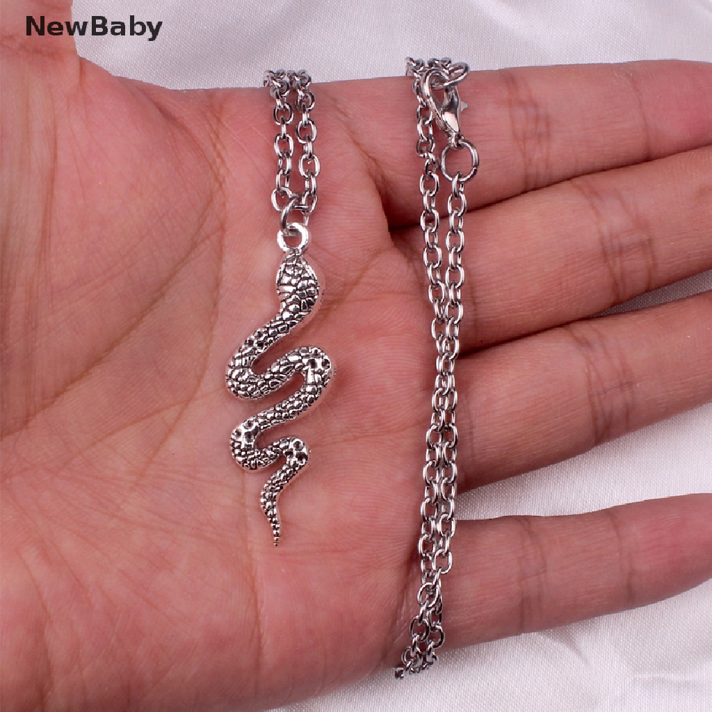 Newbaby 1 Pasang Kalung Rantai Liontin Ular Bahan Alloy Untuk Wanita