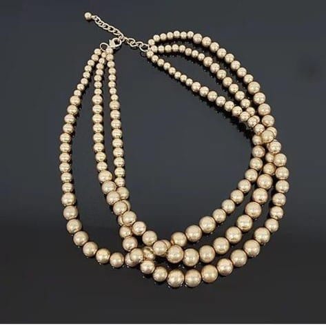 Senada Victory Kalung Susun Pesta Mutiara Tiga layer Putih Aksesoris Wanita SKPM01