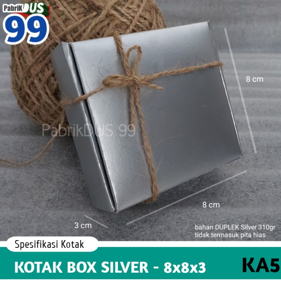 

ISI 36 BIJI kotak kado murah silver 8x8 ka5 | kardus box dus souvenir aksesoris