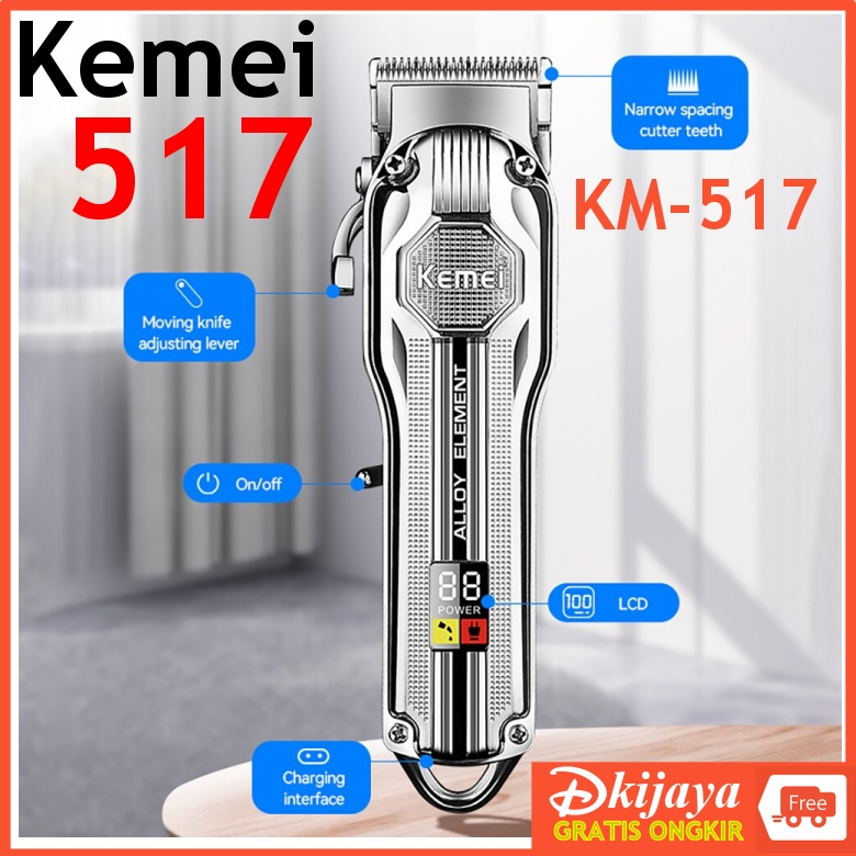 KEMEI 517 ORIGINAL Alat Cukur Cukuran Pangkas Rambut CAS Hair Clipper LCD KM517 KM-517