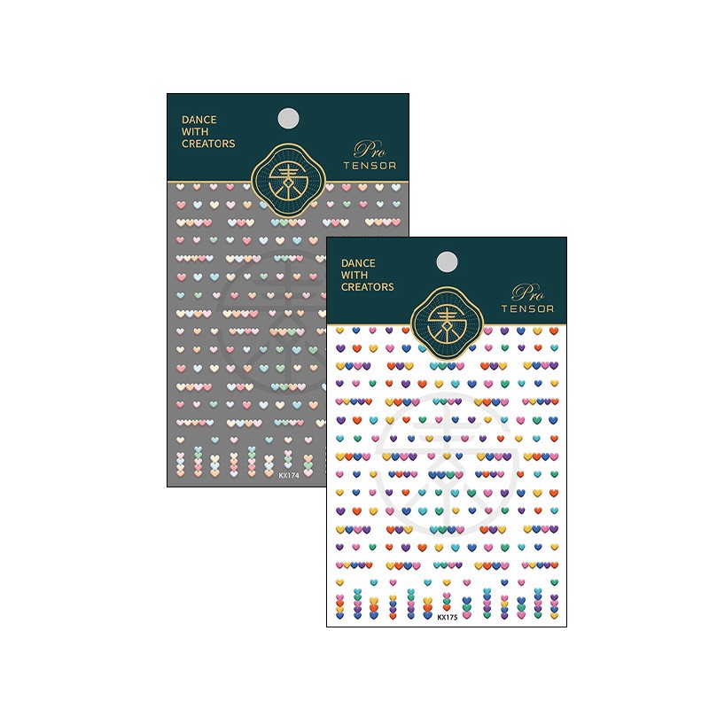 1 Pack Stiker Kuku 3D Motif Hati Warna-Warni Untuk Dekorasi Nail Art