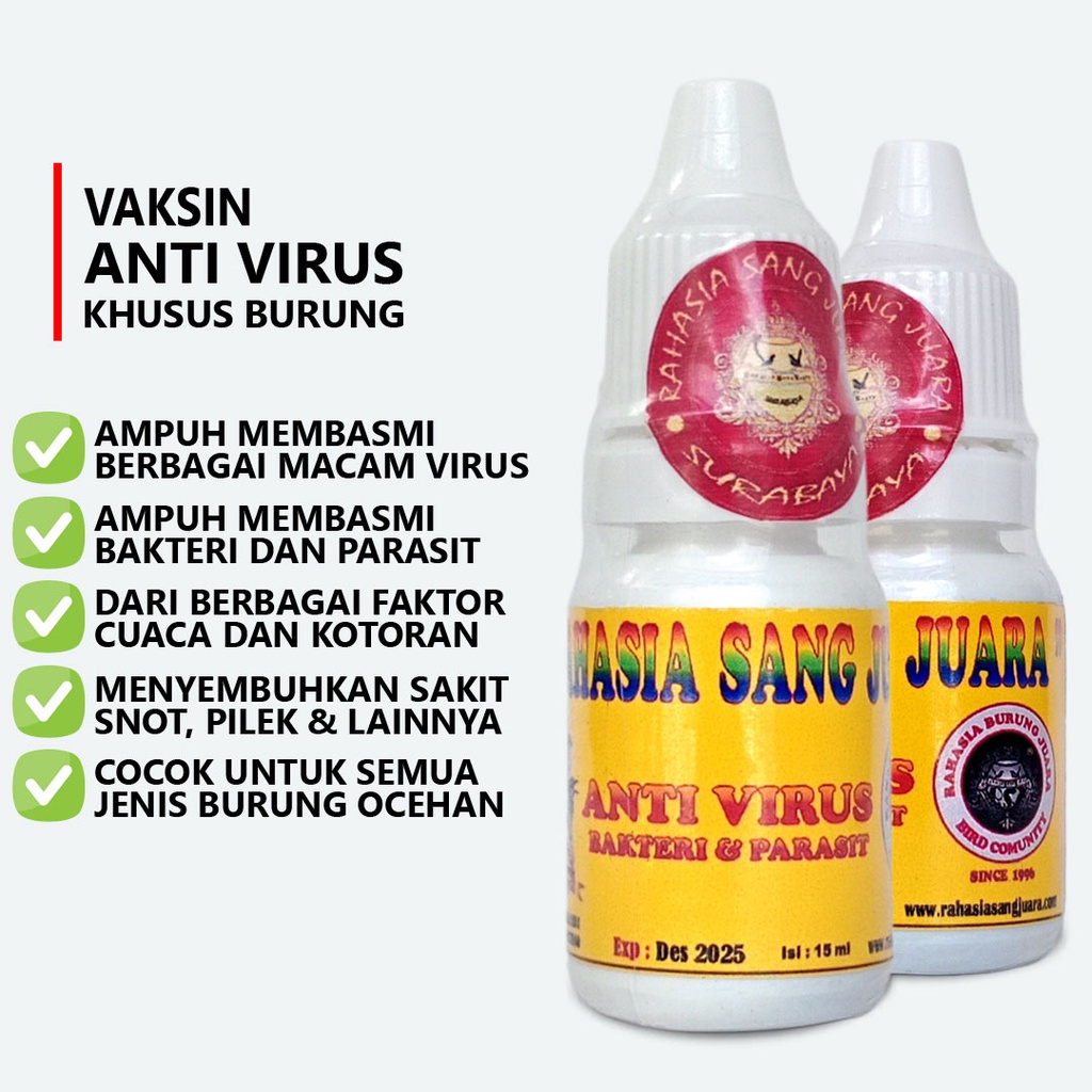 VAKSIN BURUNG | ANTI VIRUS BURUNG OBAT BURUNG AMPUH MEMBASMI VIRUS BAKTERI DAN PARASIT