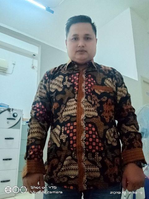 Kemeja Batik Pria Modern Lengan Panjang Casual Modis Slim Fit Trendy Masa Kini Ol 162