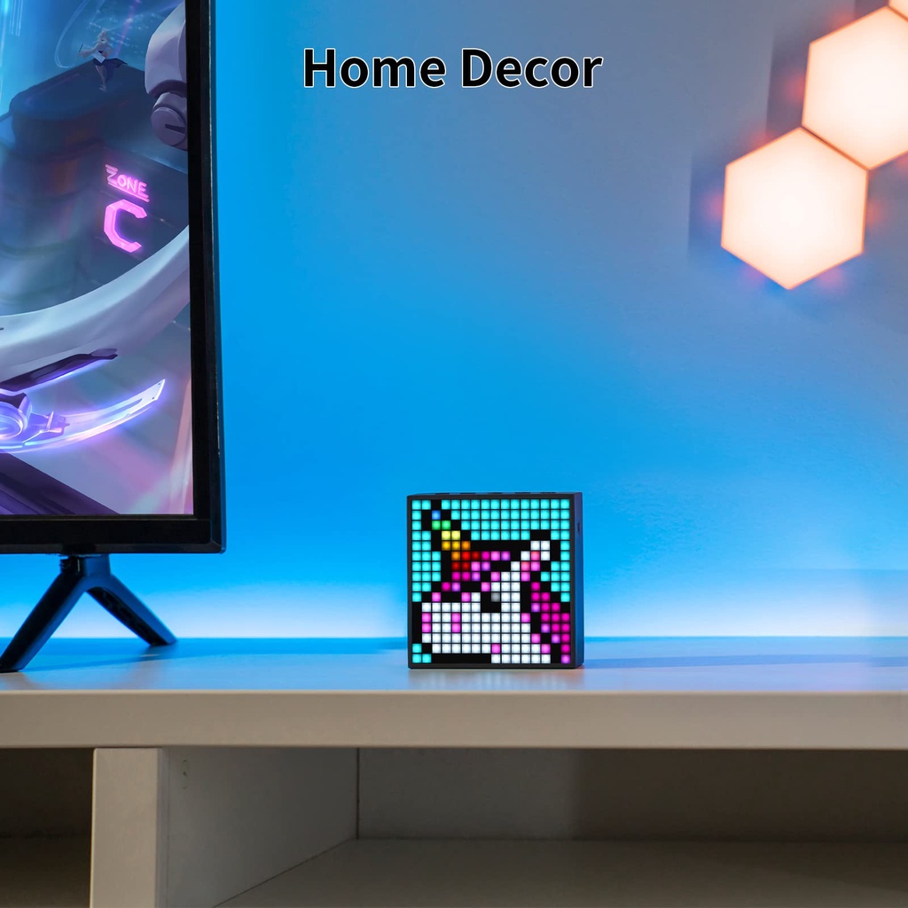 Divoom TimeBox Evo -- Pixel Art Bluetooth Speaker dengan Kontrol APLIKASI Tampilan LED 16x16 - Bingkai Animasi Keren &amp; Pengaturan Ruang Permainan &amp; Jam Alarm Samping Tempat Tidur- Hitam