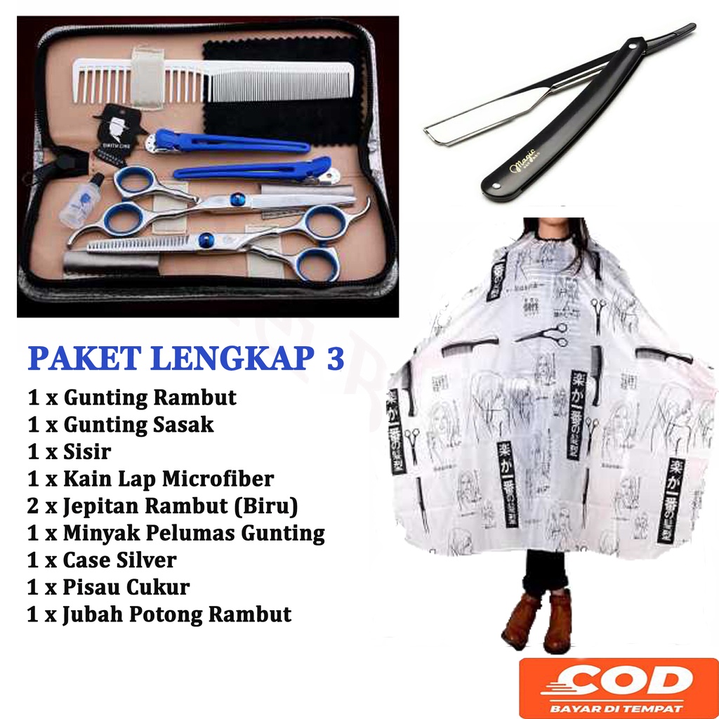  Paket Alat Cukur Rambut Gunting Rambut Gunting Sasak Set Potong Rambut Lengkap Salon Barbershop Profesional Kirei Beauty-2