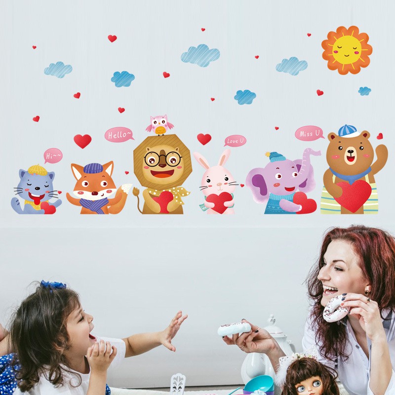 Reliza Wall Sticker Zoo Animal Greeting Hewan Anak LDR274
