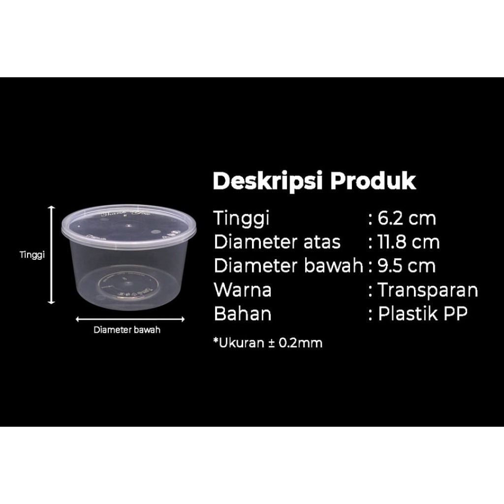 Thinwall Bulat 450ML (25) Victory Mangkok Plastik Cup Pudding Slime Wadah Makanan Tempat Makan Salad Buah Food Container Mangkuk Bowl