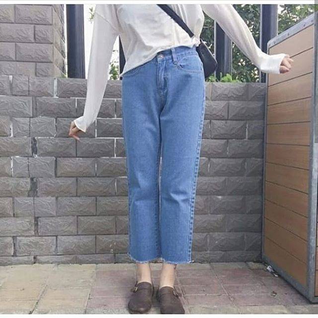  CELANA  JEANS  BOYFRIEND  FRINGE BASIC Shopee  Indonesia